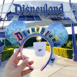 Disneyland Marquee Sign Ears Headband Disney Parks Happiest Place Editio…